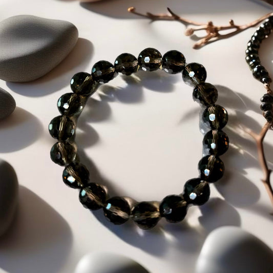 Smoky Quartz Beaded Healing Bracelet- Clarity Through the Haze